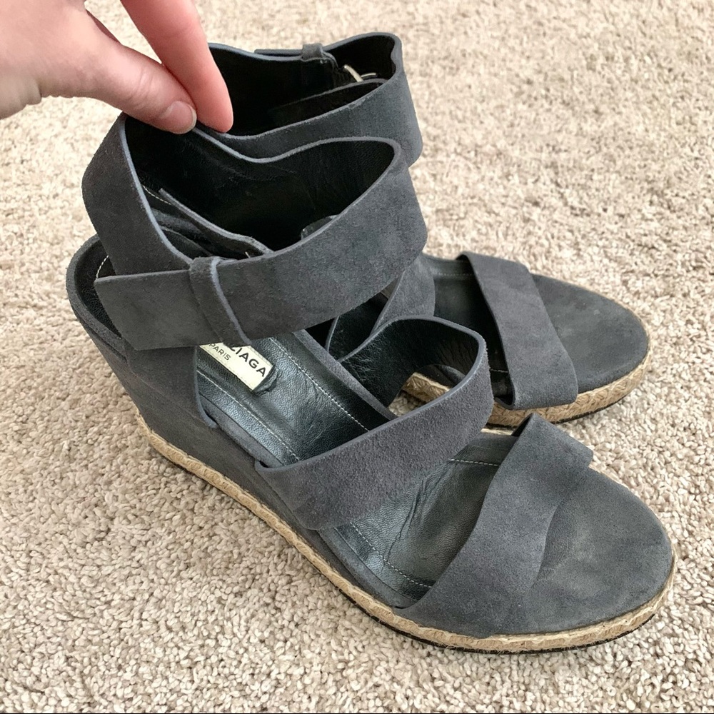 Balenciaga Charcoal Grey Suede Wedges - Picture 5 of 10